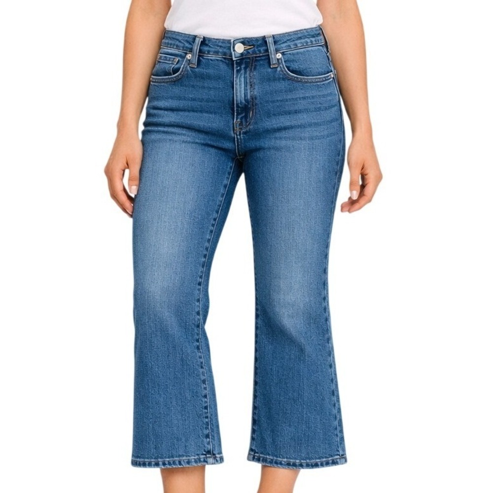 J.Crew Mid-Rise Flare Crop Jeans Womens 29 Blue Medium Wash Stretch CG352 SP25
